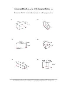 surface area of rectangular prism worksheet
