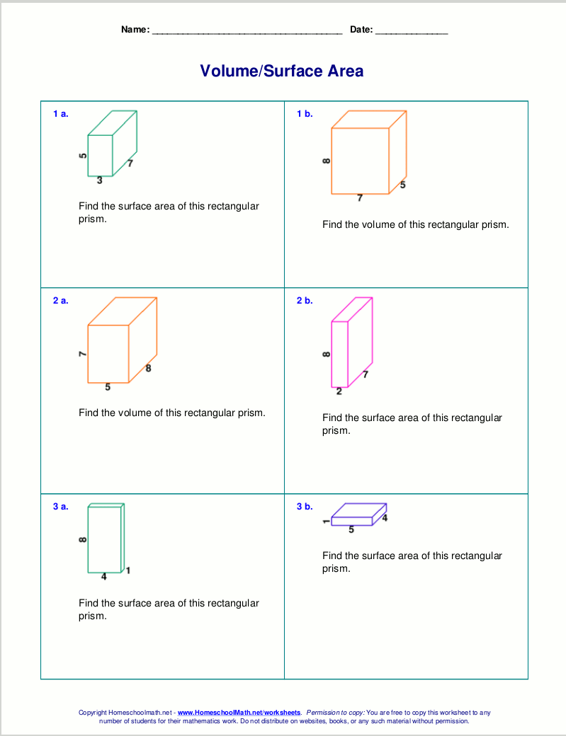 Free worksheets for the volume and surface area of cubes ...