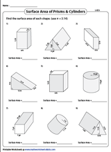 Surface Area Worksheets