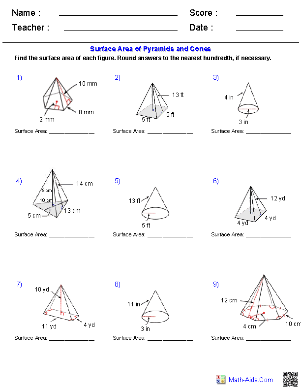 Geometry Worksheets | Volume Worksheets
