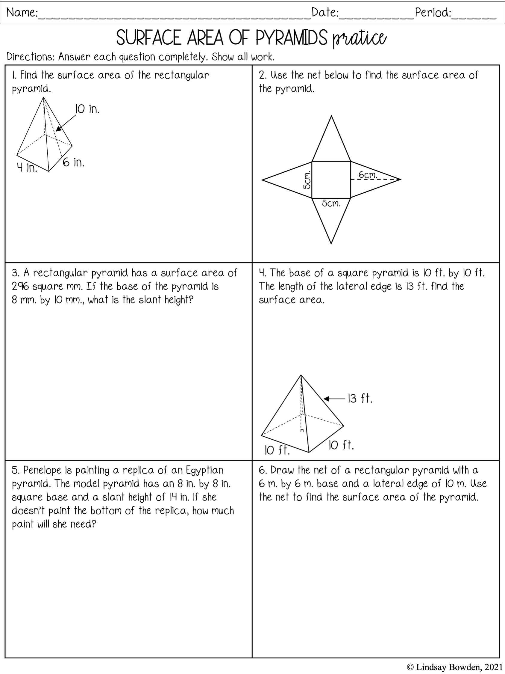 surface area worksheet 1