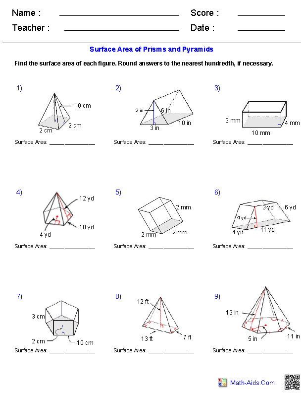 Geometry Worksheets | Volume Worksheets