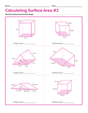surface area worksheet 5th grade