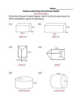 surface area worksheet free