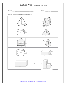 Surface Area Worksheets