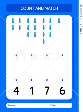 Count and match game with surfboard. worksheet... - Stock ...