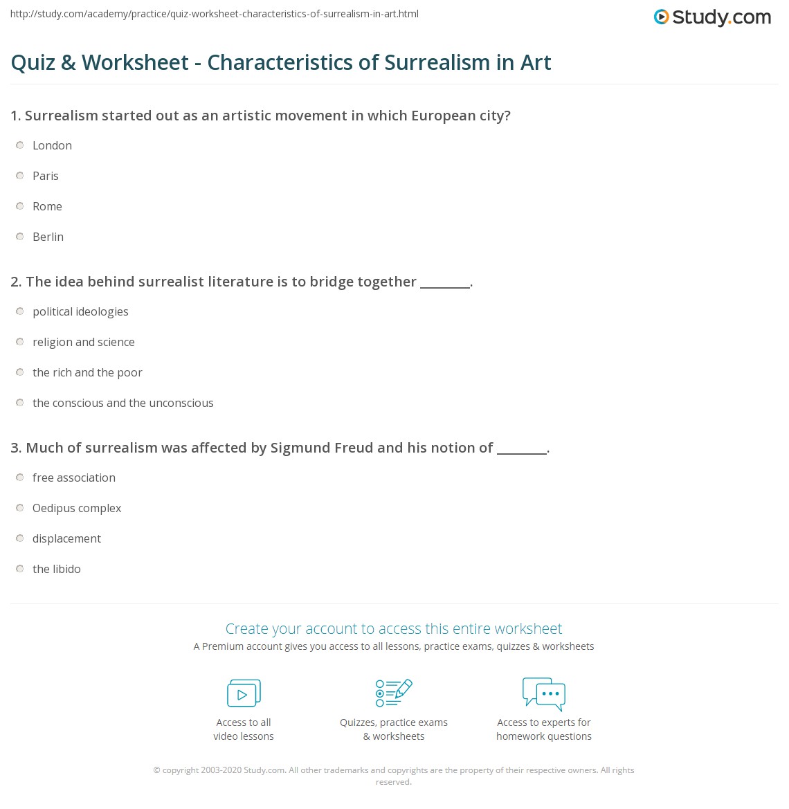 surrealism worksheet