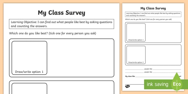 My Class Survey Worksheet (Lehrer gemacht) - Twinkl