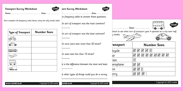 Transport Survey Worksheets (teacher made) - Twinkl