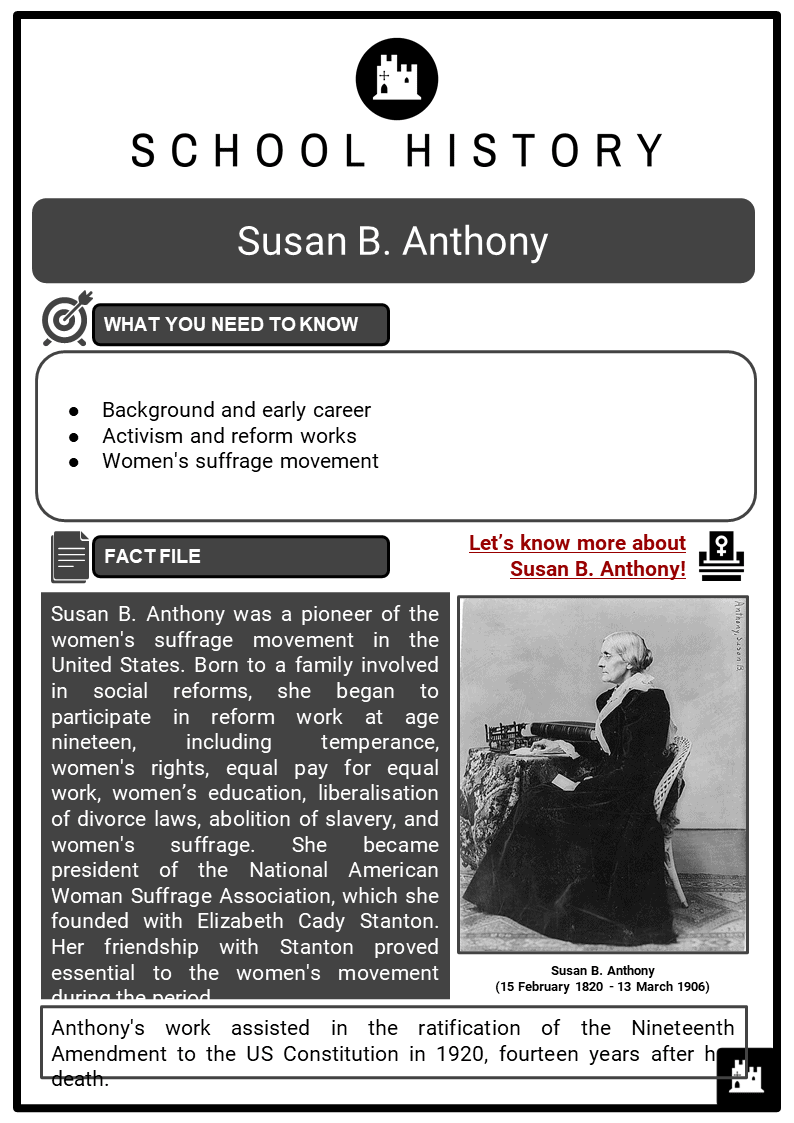 susan b anthony worksheet 3rd grade
