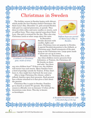 Christmas in Sweden | Worksheet 