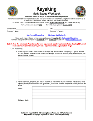 Kayaking Merit Badge Worksheet: Complete with ease | airSlate SignNow