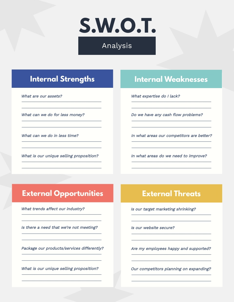 Swot Analysis Worksheet Template | Visme