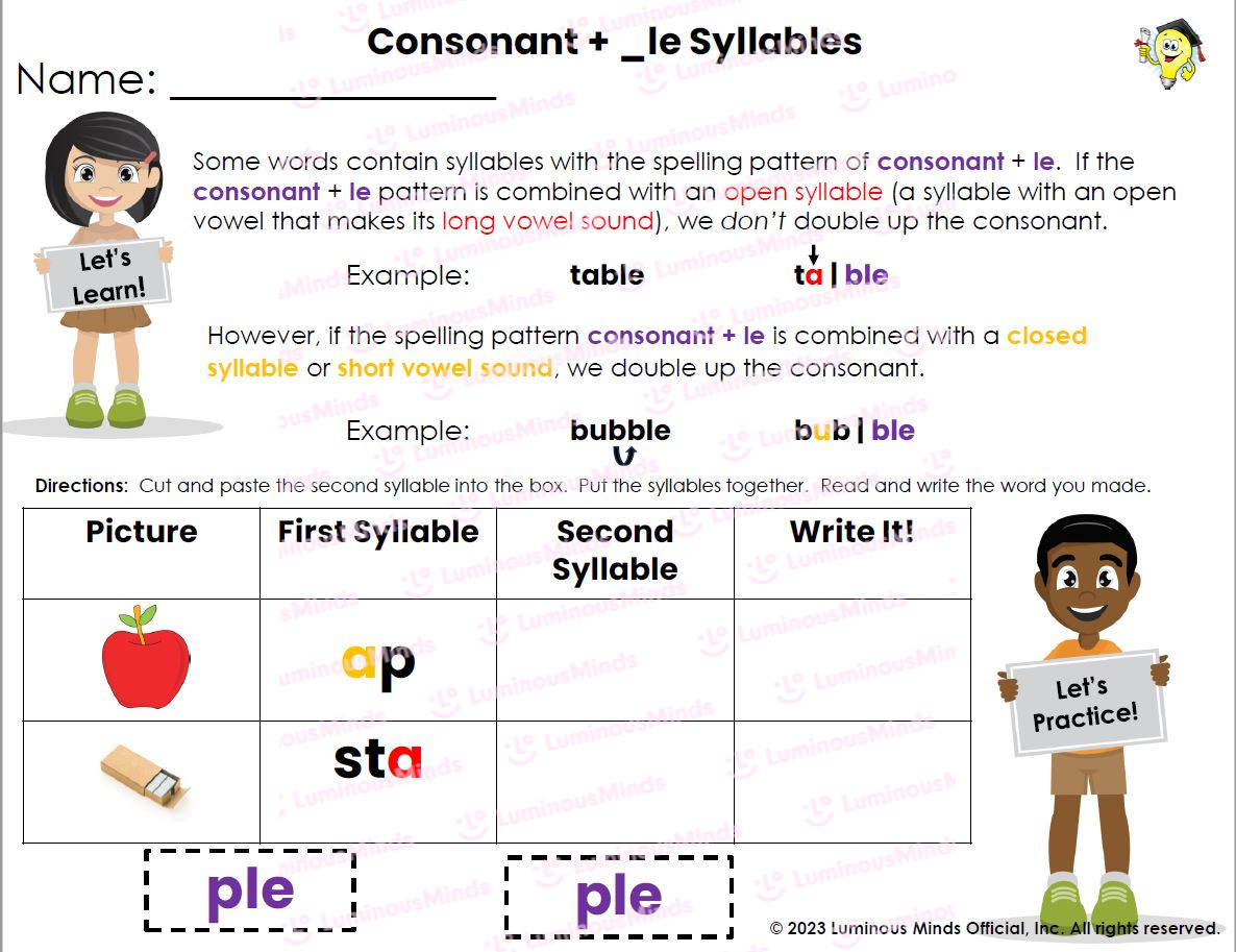 syllable rules worksheet