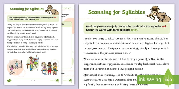 syllable rules worksheet