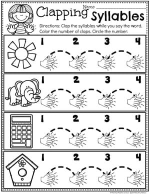 syllable worksheet for kindergarten