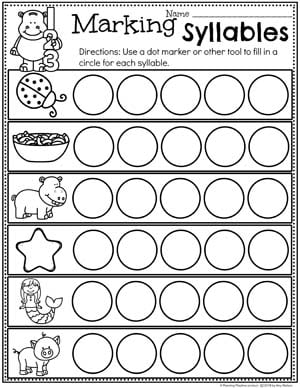syllables worksheet for kindergarten