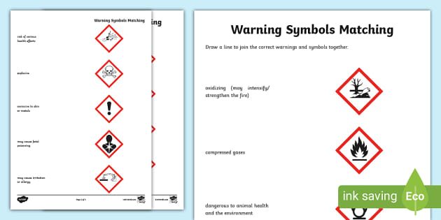 Hazardous Materials Symbols Matching Resource (teacher made)