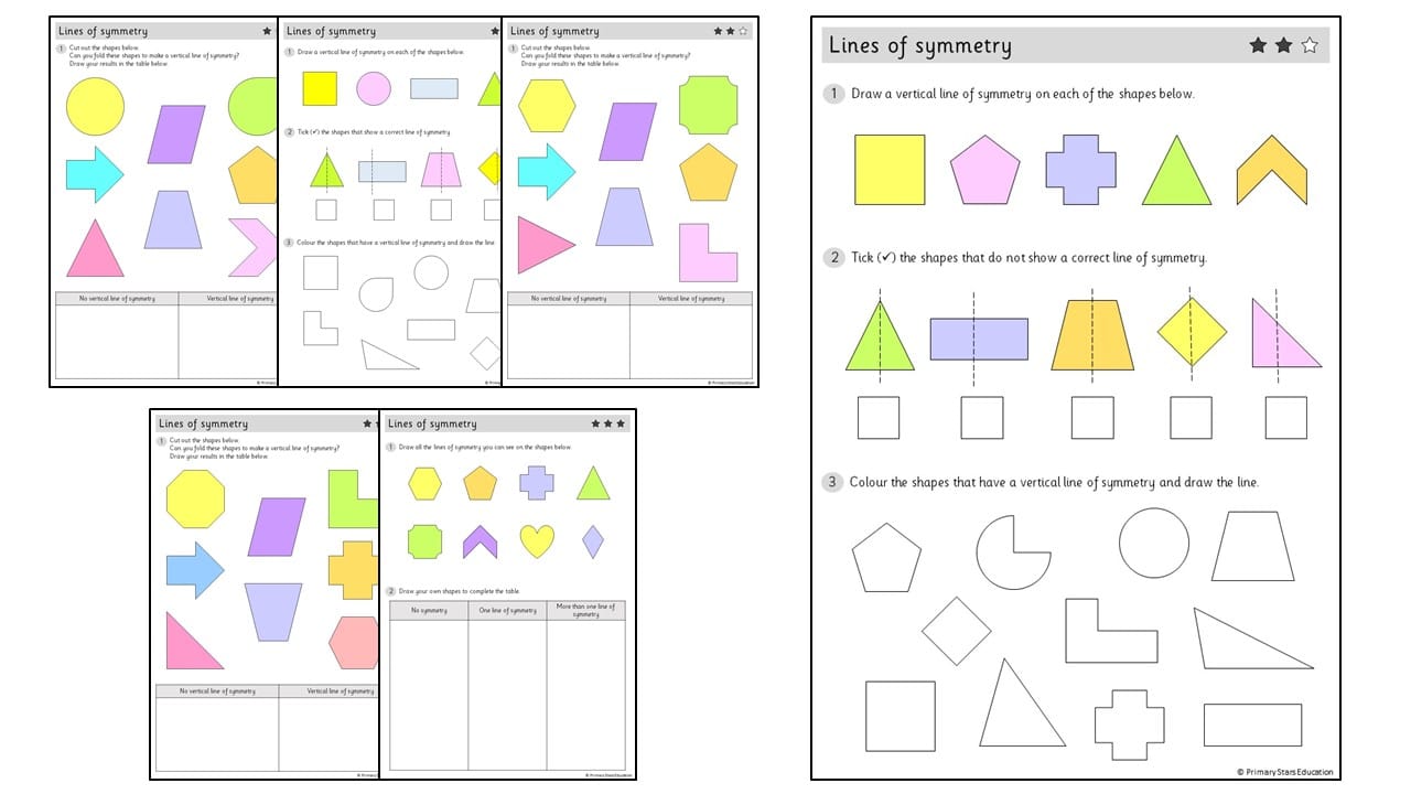 Lines of symmetry | Worksheets - Primary Stars Education