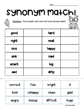 Synonyms and antonyms cut and paste | TPT