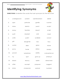 Antonyms and Synonyms Worksheets