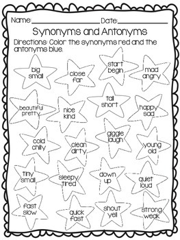 Synonyms and Antonyms Worksheet by Brittney Marie | TPT
