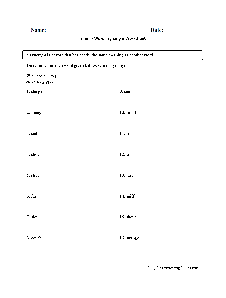 synonyms and antonyms worksheet for 8th grade