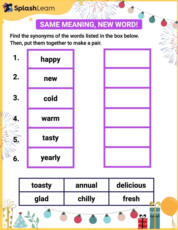 Printable 3rd Grade Synonyms and Antonyms Worksheets | SplashLearn
