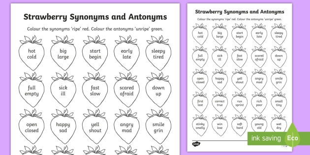 Synonyms and Antonyms - Printable Grammar Game for KS2