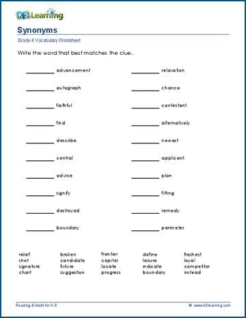 Synonyms worksheets | Worsheets library