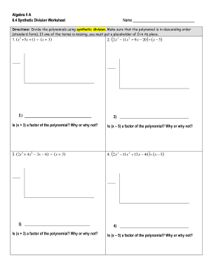 synthetic division worksheet with answers