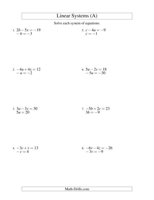Systems of Linear Equations -- Two Variables Including Negative ...