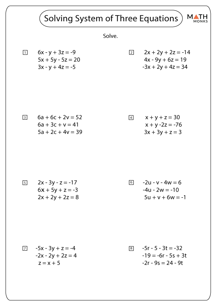 system of equation worksheet