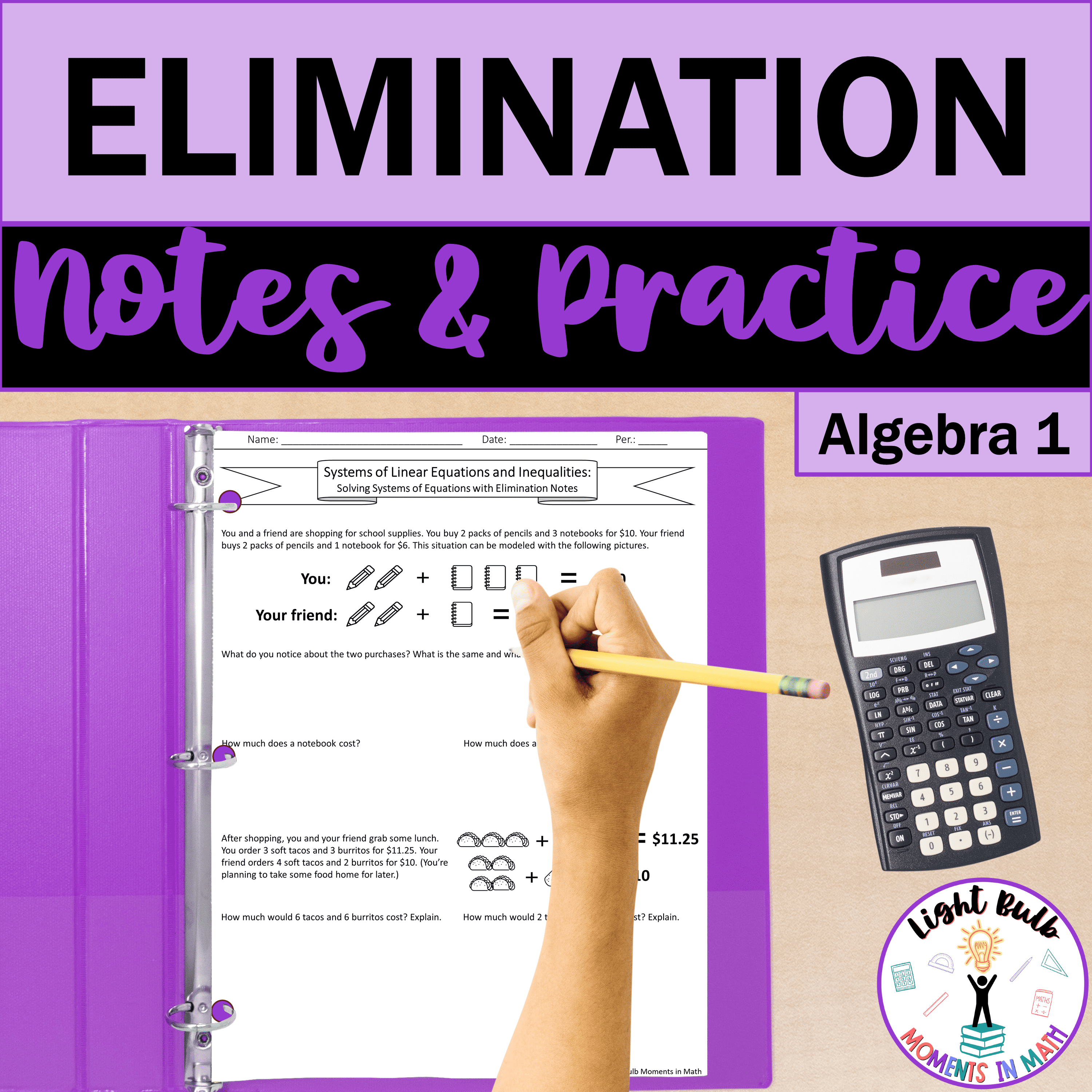 Solving Systems Of Equations With Elimination Guided Notes And Solving Systems Of Equations With Elimination Guided Notes And