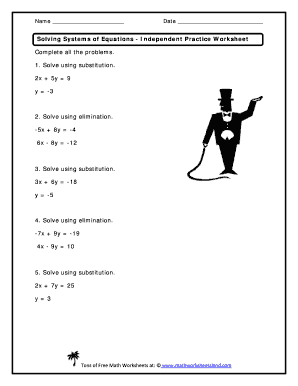 Solving Systems Of Equations Independent Practice Worksheet Answer ...