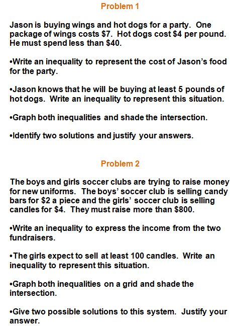 system of inequalities word problems worksheet
