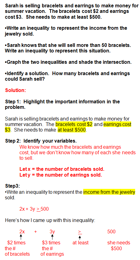system of inequalities word problems worksheet