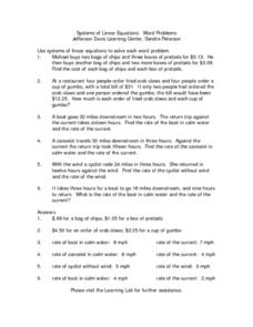system of linear equations word problems worksheet
