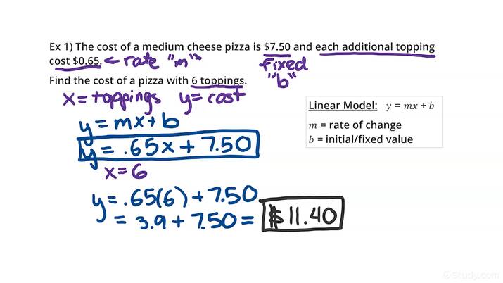 Solving a Word Problem Using a Linear Equation in Y = mx + b ...