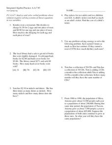 system word problems worksheet answers