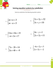 systems of equation worksheet