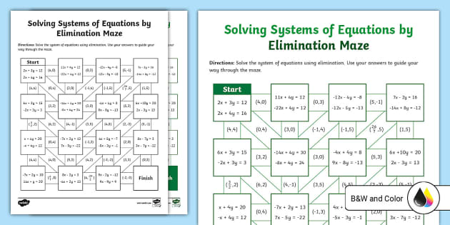 systems of equations by elimination worksheet