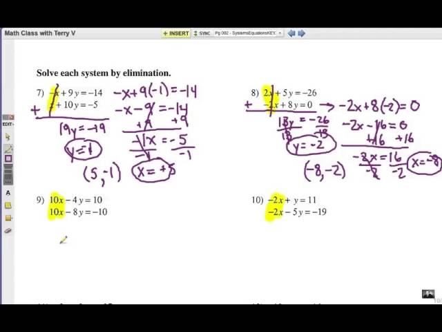 systems of equations by elimination worksheet