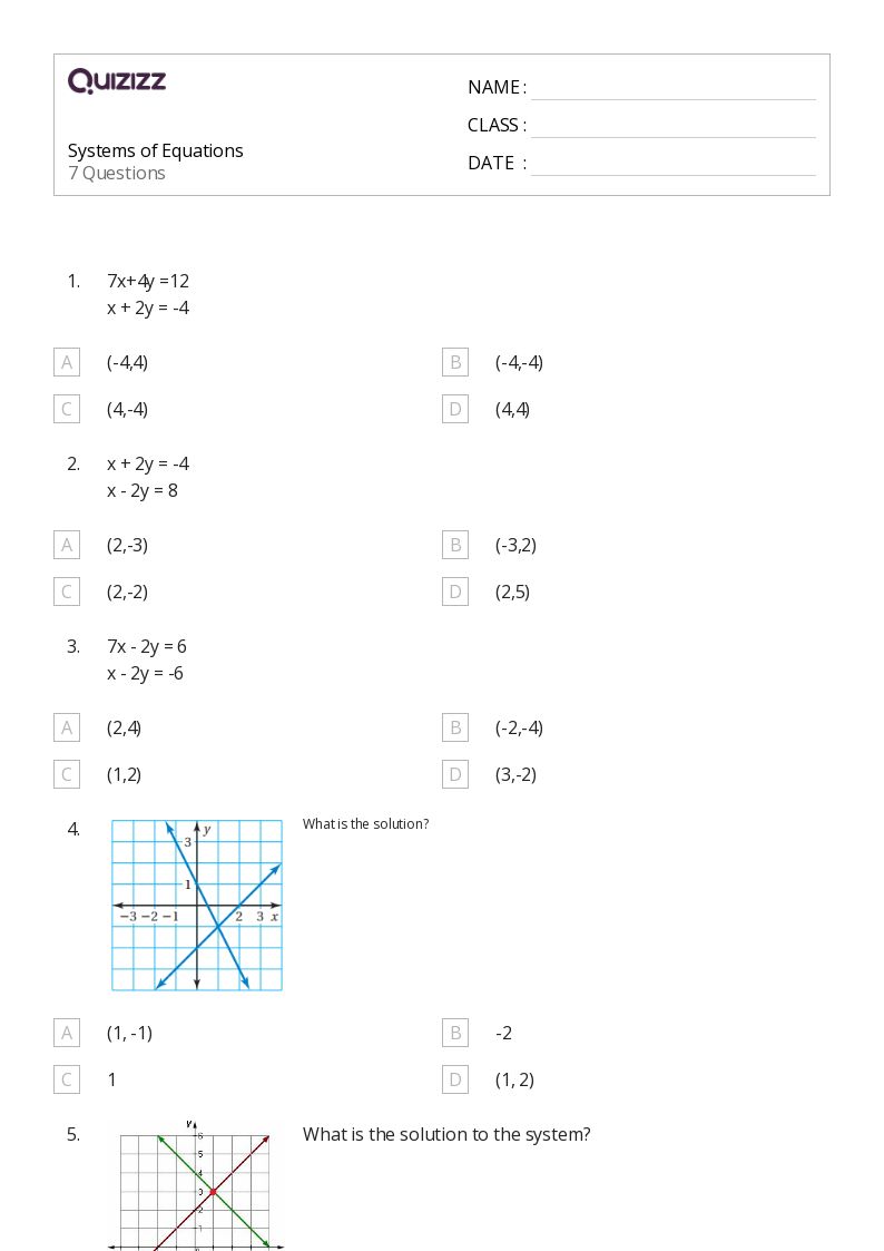 50+ Systems of Equations worksheets on Quizizz | Free &  Printable