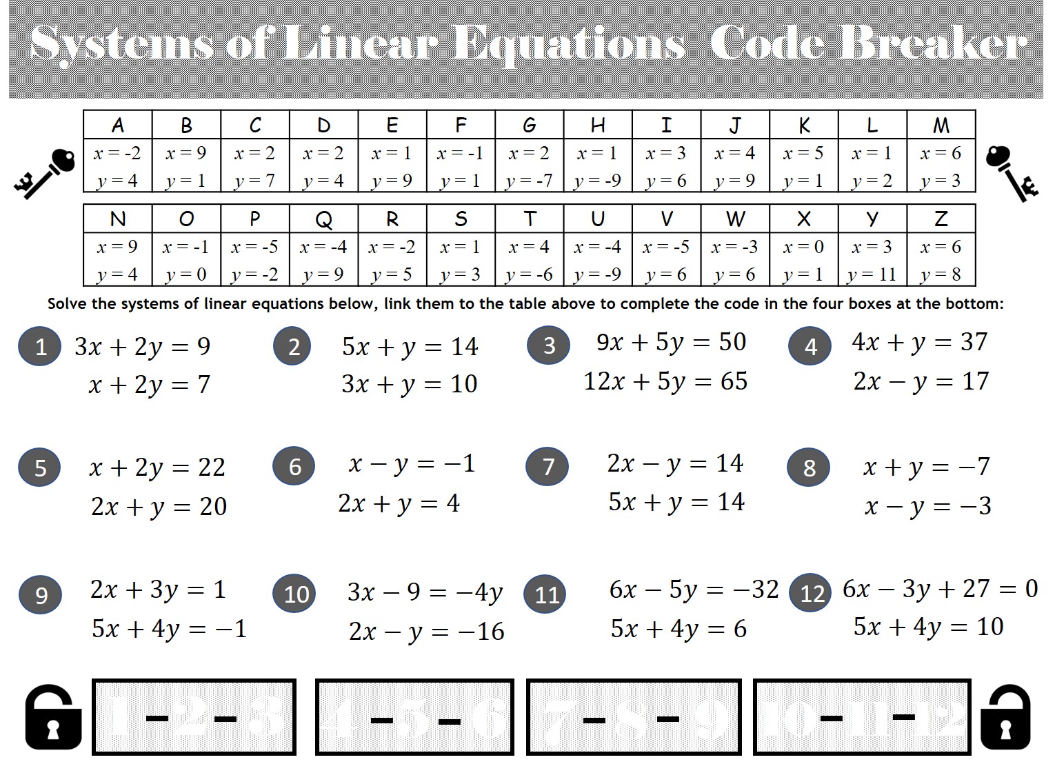systems of equations worksheet