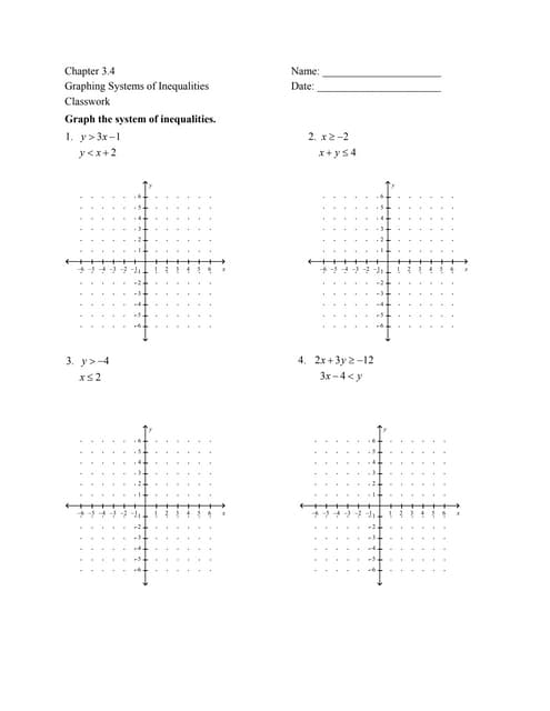 systems of inequalities worksheet answers