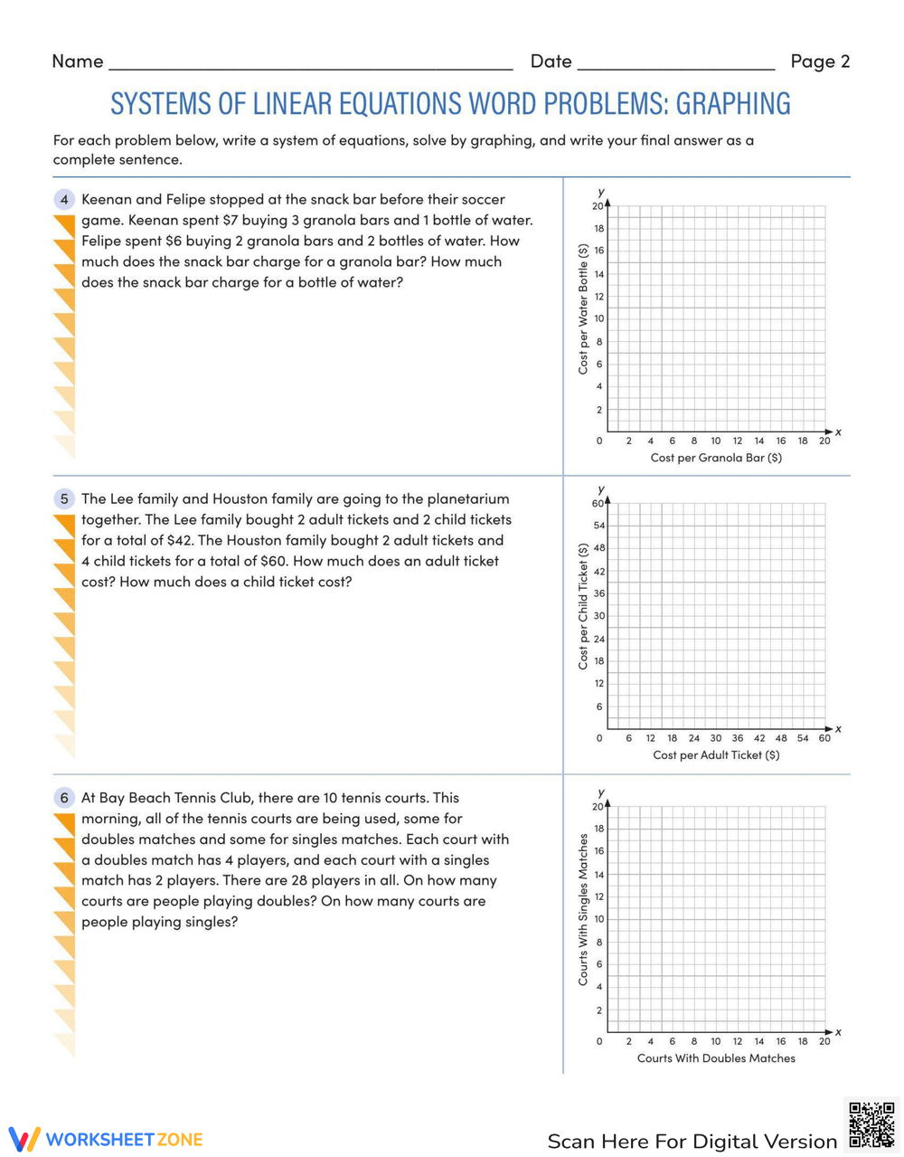 Systems Of Linear Equations Word Problems: Graphing Worksheet