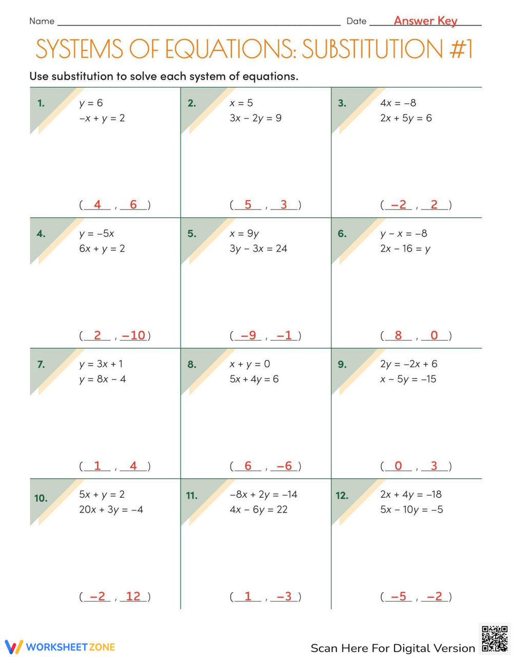 systems of linear equations worksheet answers