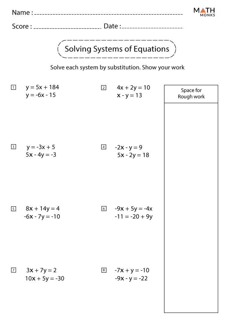 systems of linear equations worksheet