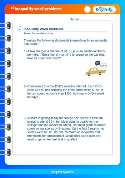 systems of linear inequalities word problems worksheet pdf